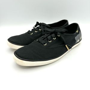 Keds Taylor Swift Sneaky Cat black canvas cat graphic on side lace up flat